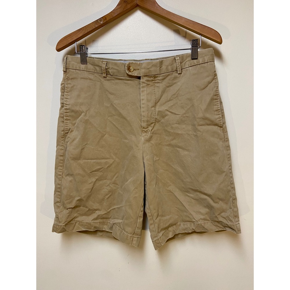Kirkland Signature Chino Shorts Mens 32 Khaki Tan 100% Pima Cotton Flat Front